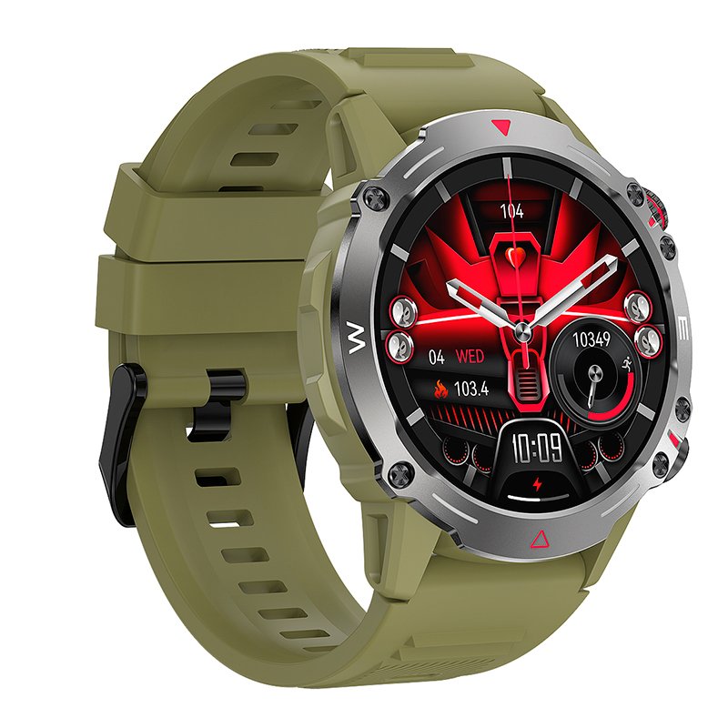 Smartwatch with AMOLED Screen, COOL Adventure, Green Silicone Strap (Calls, Health...)