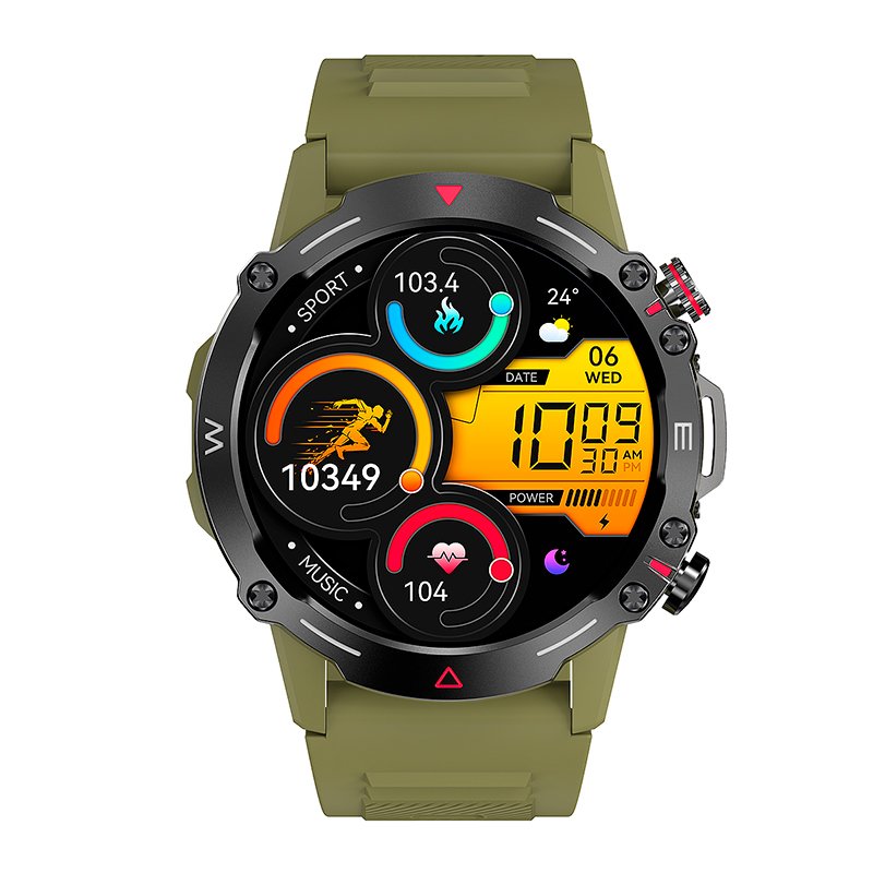 Smartwatch with AMOLED Screen, COOL Adventure, Green Silicone Strap (Calls, Health...)