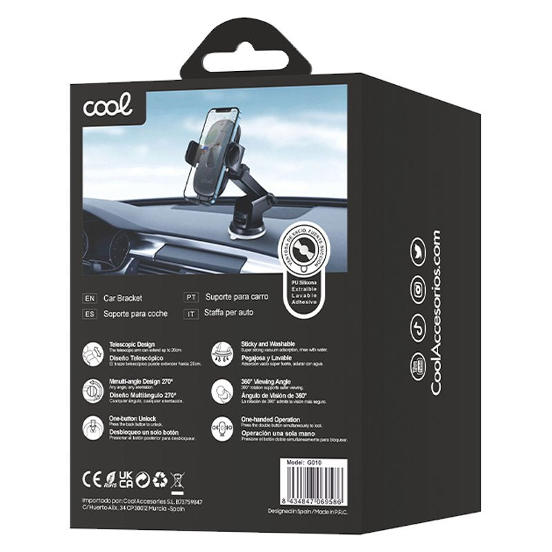 Universal Mobile Phone Car Mount with Suction Cup One Click COOL Black